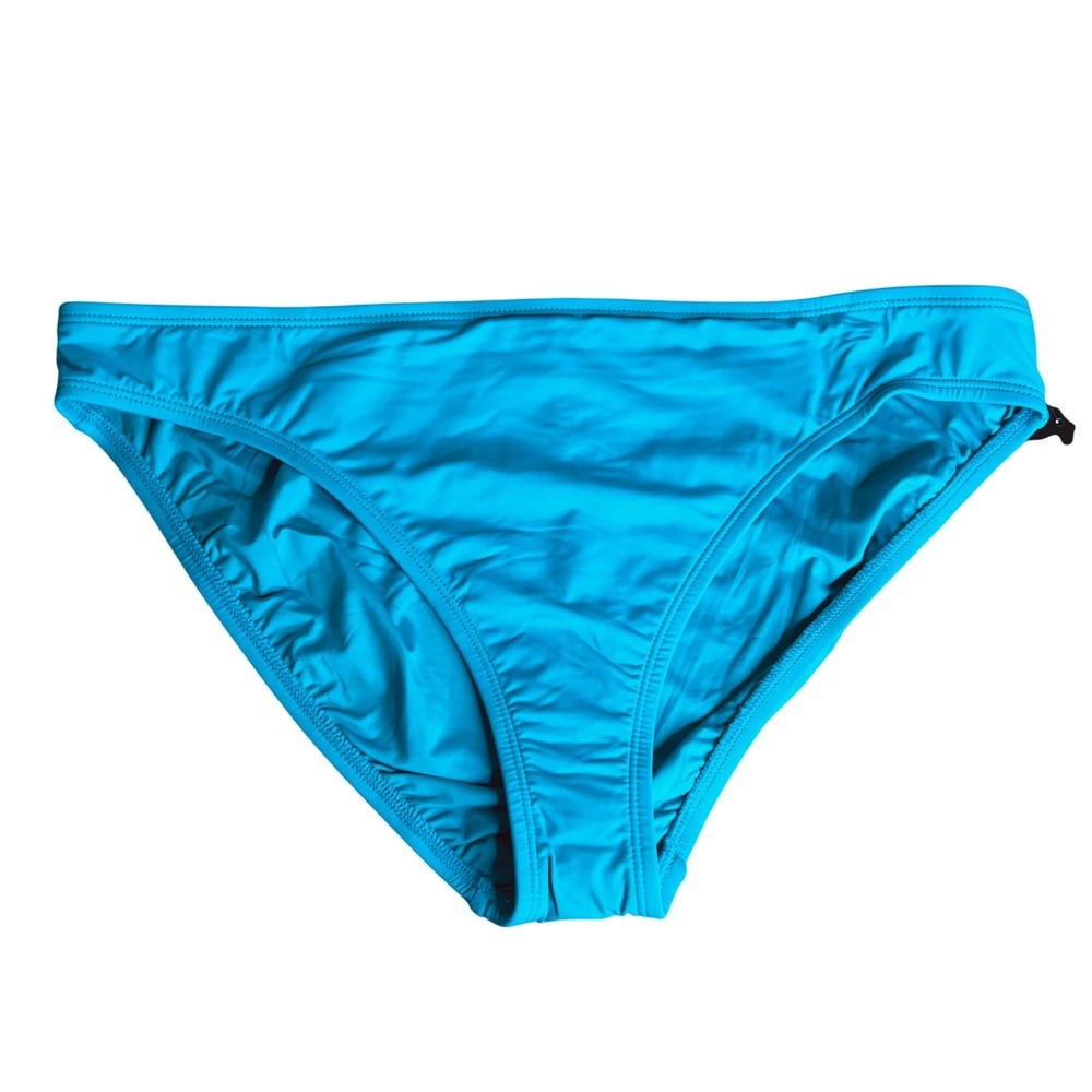 La Blanca Bikini Bottoms Sz 14 Turquoise Blue LB0IG93 Solid Mid Rise Full NWT